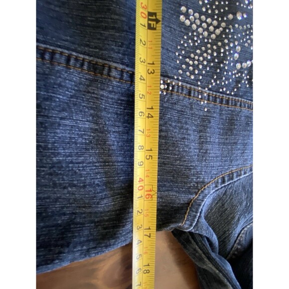 Y2K Vintage Arizona Women Sz Large Denim Jean Jeweled Jacket Snaps Preppy - Picture 16 of 16